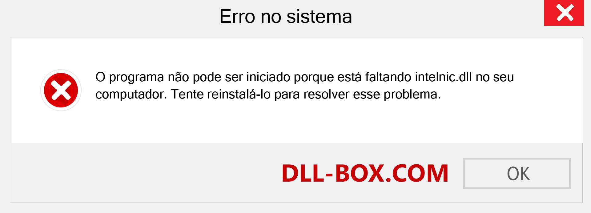 Arquivo intelnic.dll ausente ?. Download para Windows 7, 8, 10 - Correção de erro ausente intelnic dll no Windows, fotos, imagens